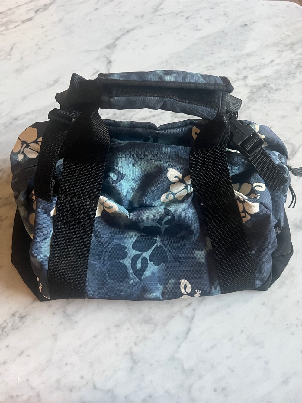 LL Bean Blue Floral Duffle Bag - Stylish Travel Carry-on or Gym Tote